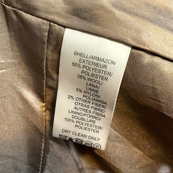 Mac & Jac Blazer Women's SZ S Black Tan Wool Blend Peplum Jacket 3/4 Sleeves - Picture 12 of 12